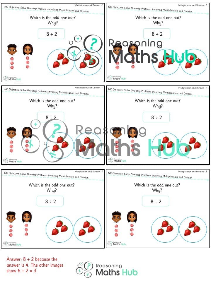 Cover of Solve one-step problems involving multiplication and division, by calculating the answer using concrete objects, pictorial representations and arrays with the support of the teacher.