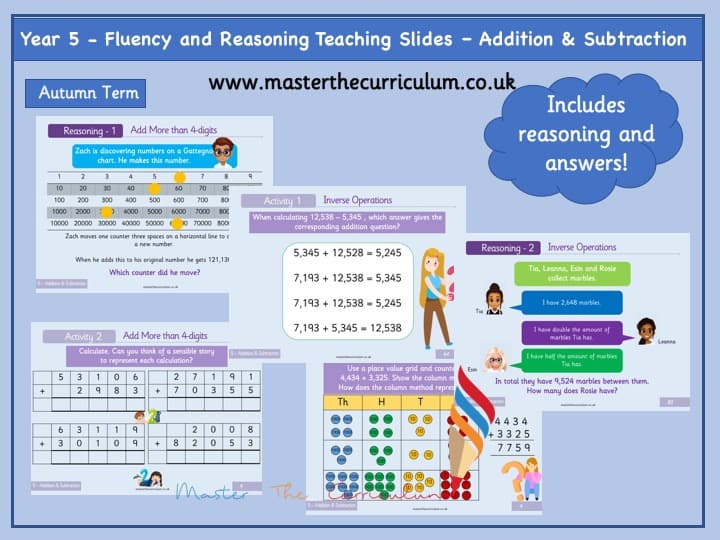 Cover of Year 5 – Editable Addition and Subtraction Reasoning & Fluency Teaching Slides