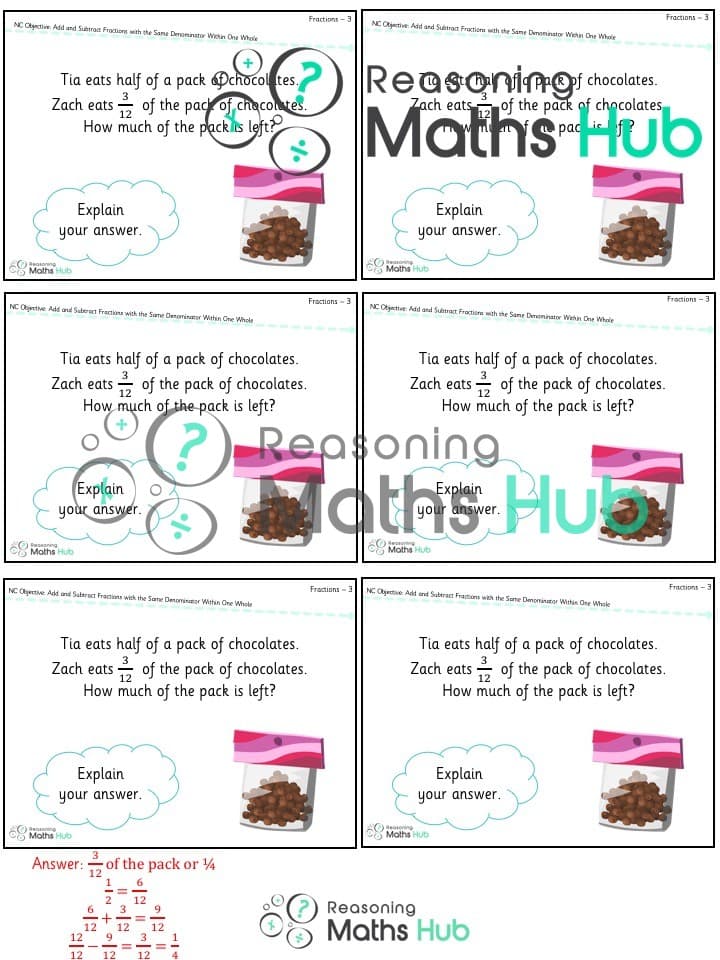 Cover of Add and subtract fractions with the same denominator within one whole