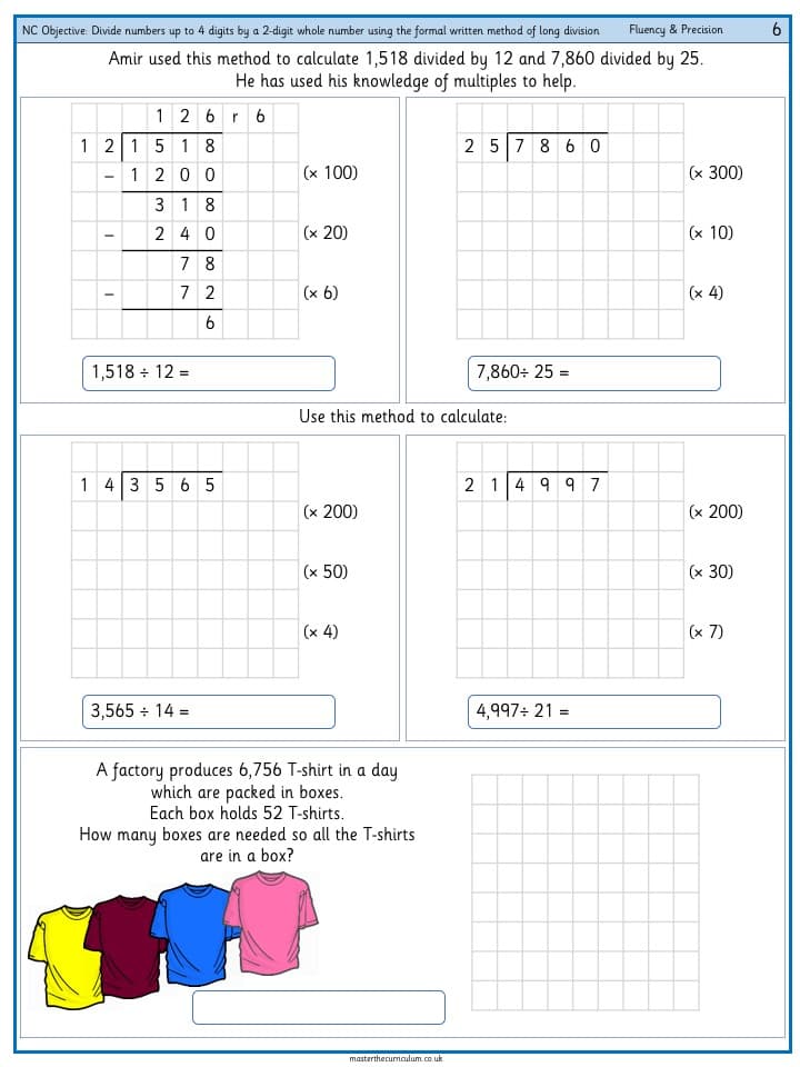 Cover of Divide numbers up to 4 digits by a two-digit whole number using the formal written method of long division