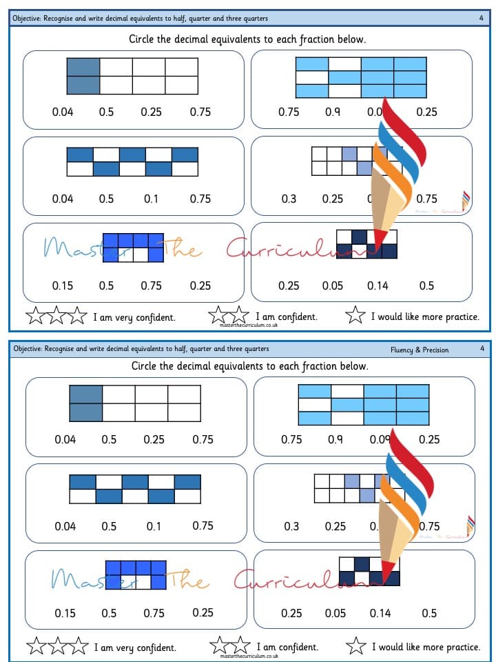 Cover of Recognise and write decimal equivalents to half, quarter and three quarters