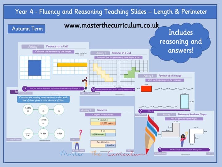 Cover of Year 4- Measurement – Length and Perimeter Fluency & Reasoning Teaching Slides