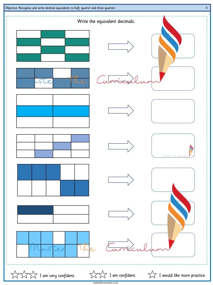 Cover of Recognise and write decimal equivalents to half, quarter and three quarters