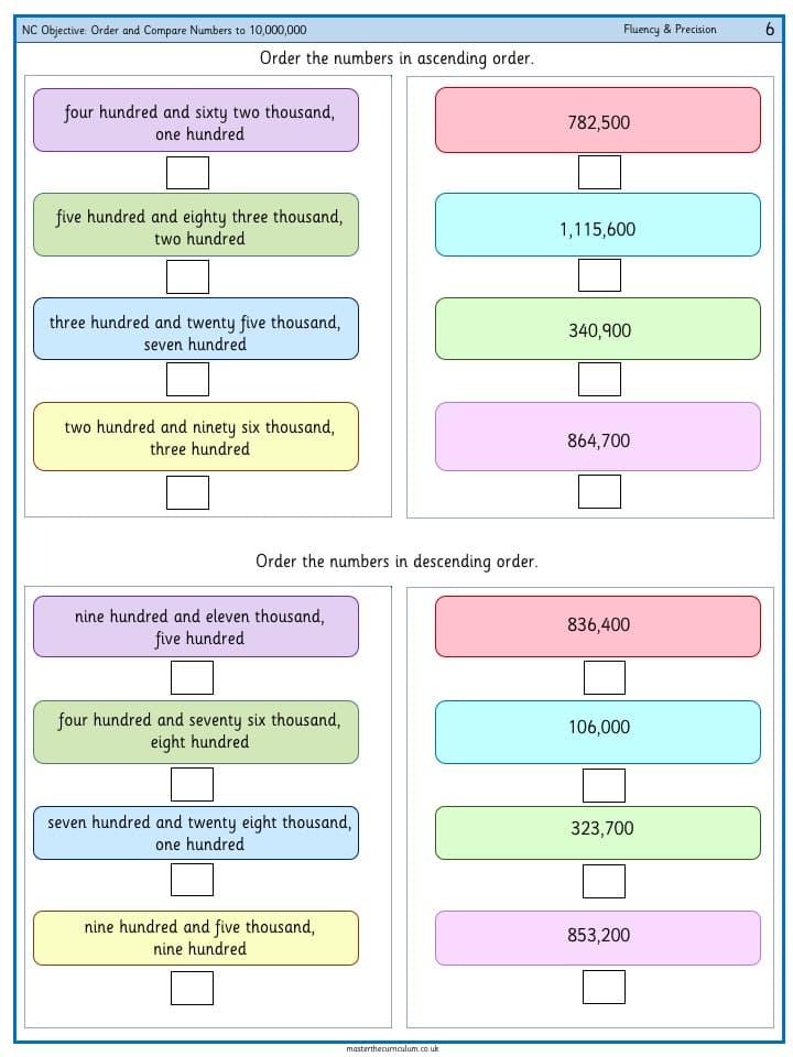 Cover of Order and compare numbers up to 10,000,000 and determine the value of each digit