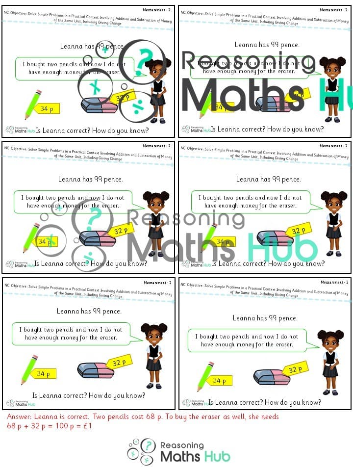 Cover of Solve simple problems in a practical context involving addition and subtraction of money of the same unit