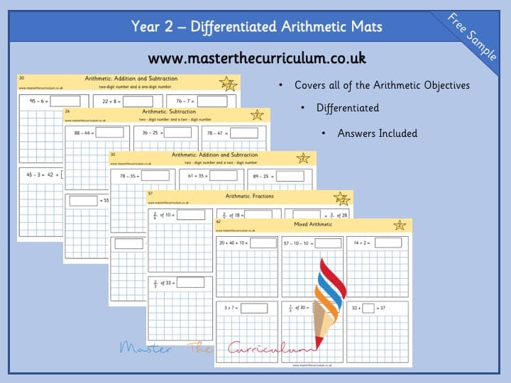 Cover of Year 2 – Differentiated Arithmetic Mats – Sample