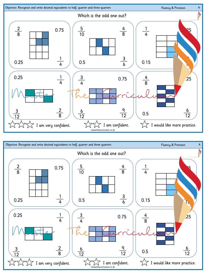 Cover of Recognise and write decimal equivalents to half, quarter and three quarters