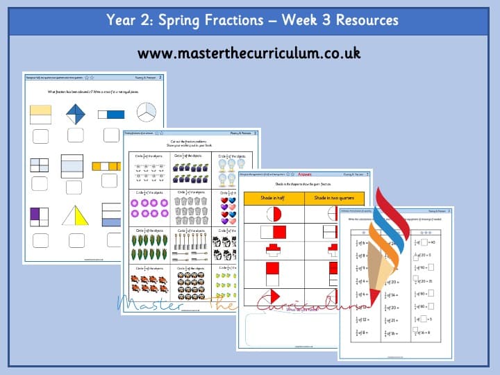 Cover of Year 2– Spring – Week 3 – Editable Fractions Differentiated Sheets