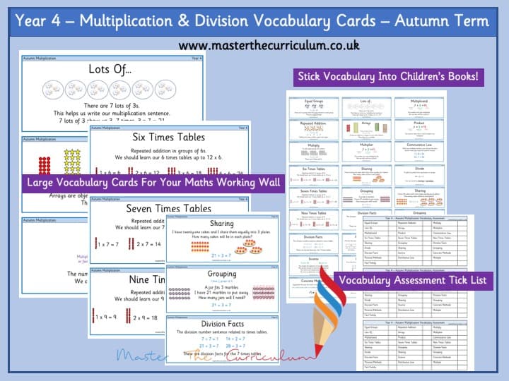 Cover of Year 4 – Multiplication & Division Vocabulary Cards
