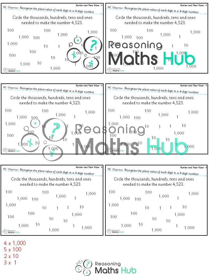 Cover of Year 4 (2) Reasoning place value in a 4-digit number