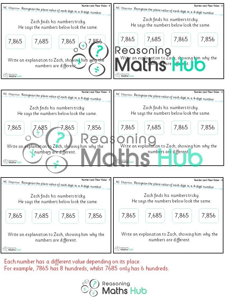 Cover of Year 4 (4) Reasoning place value in a 4-digit number