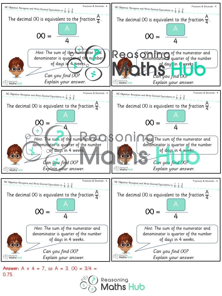 Cover of Recognise and write decimal equivalents to 1/2, 1/4 and 3/4