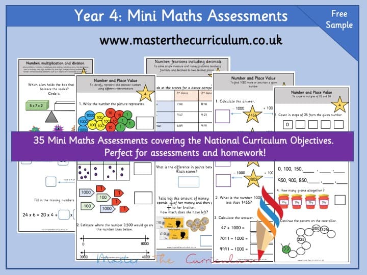 Cover of Year 4 Mini Maths Assessment – Free Sample