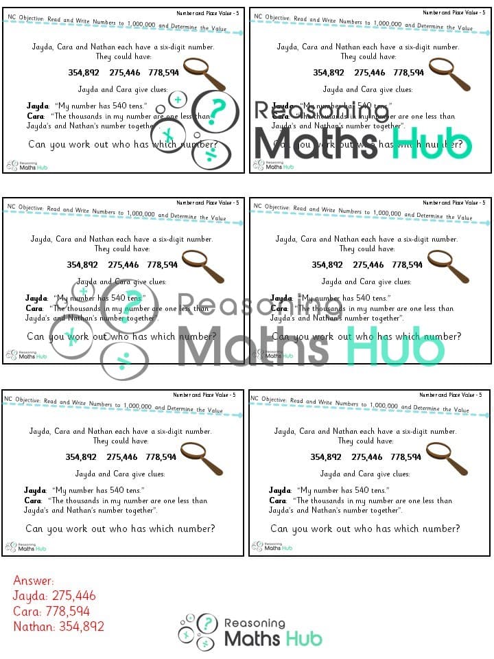 Cover of Read and write (4) numbers up to 1 million – yr 5 reasoning (2)
