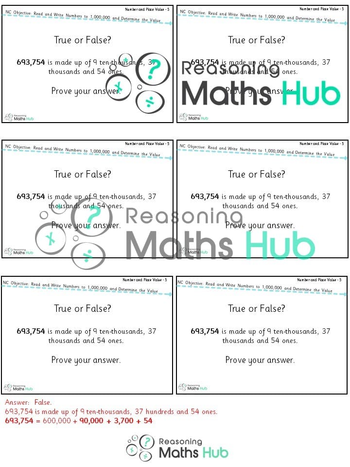 Cover of Read and write (5) numbers up to 1 million – yr 5 reasoning (2)