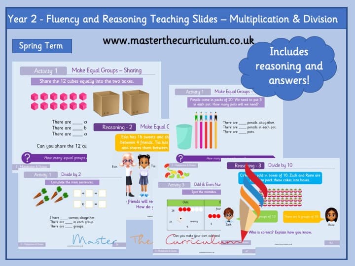Cover of Year 2 – Editable Multiplication and Division Fluency & Reasoning Slides (2)- Spring