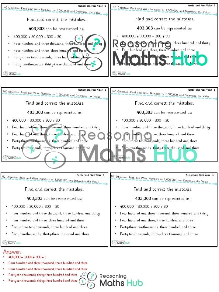 Cover of Read and write (7) numbers up to 1 million – yr 5 reasoning (2)
