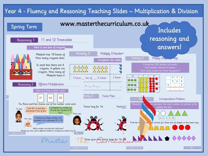 Cover of Year 4- Editable Multiplication and Division Spring Teaching Slides
