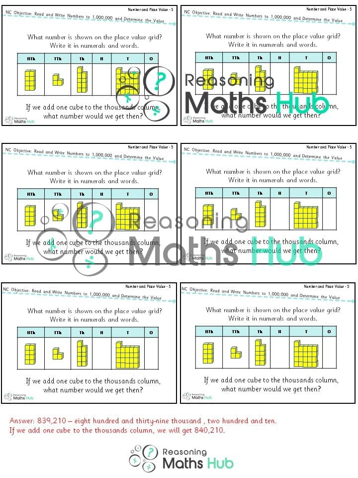 Cover of Read and write (9) numbers up to 1 million – yr 5 reasoning (2)