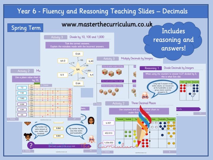 Cover of Year 6 – Editable Decimal Fluency & Reasoning Teaching Slides