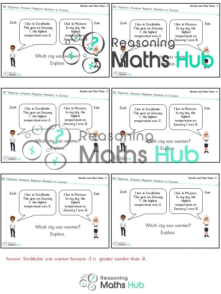 Cover of Interpret (5) negative numbers in context – yr 5 reasoning (1)