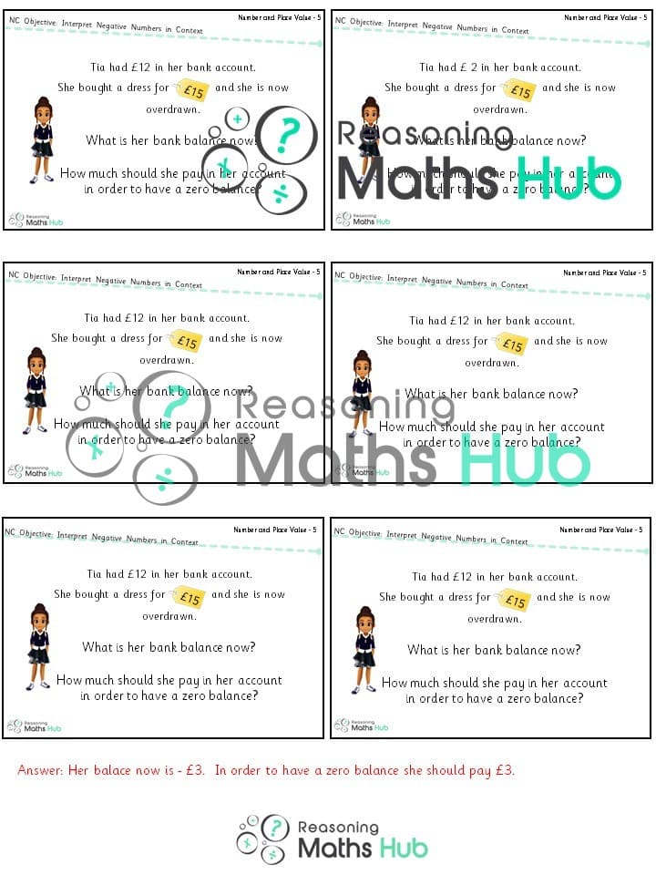 Cover of Interpret (6) negative numbers in context – yr 5 reasoning (1)
