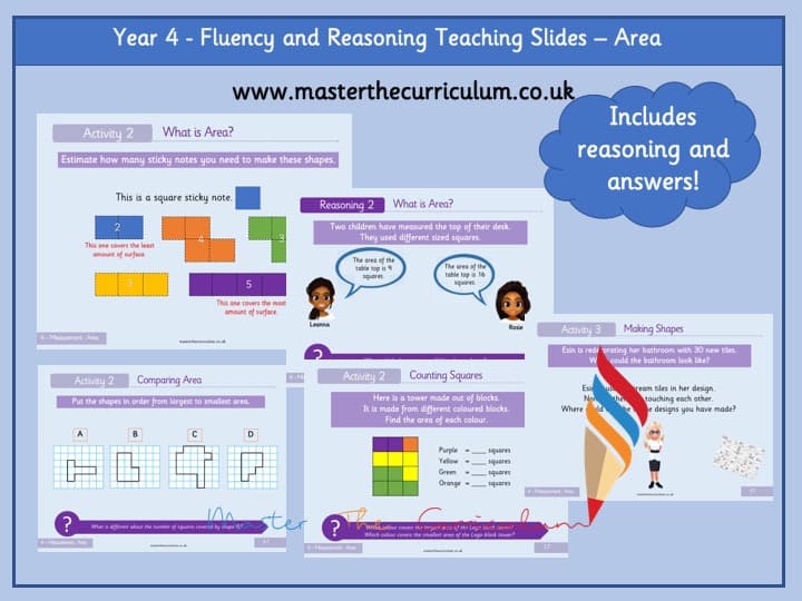 Cover of Year 4 – Editable Measure – Area Fluency & Reasoning Teaching Slides