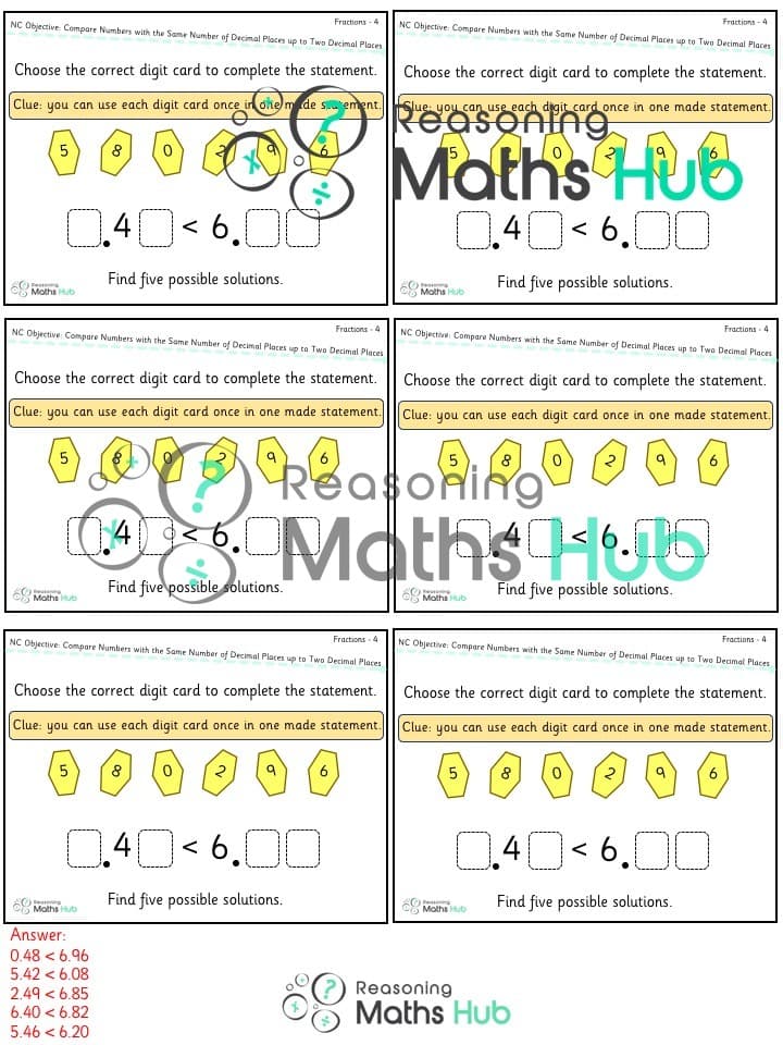 Cover of Compare numbers with the same number of decimal places