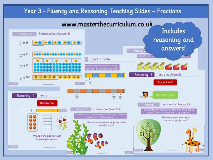 Cover of Year 3 – Editable Spring Fractions Teaching Slides
