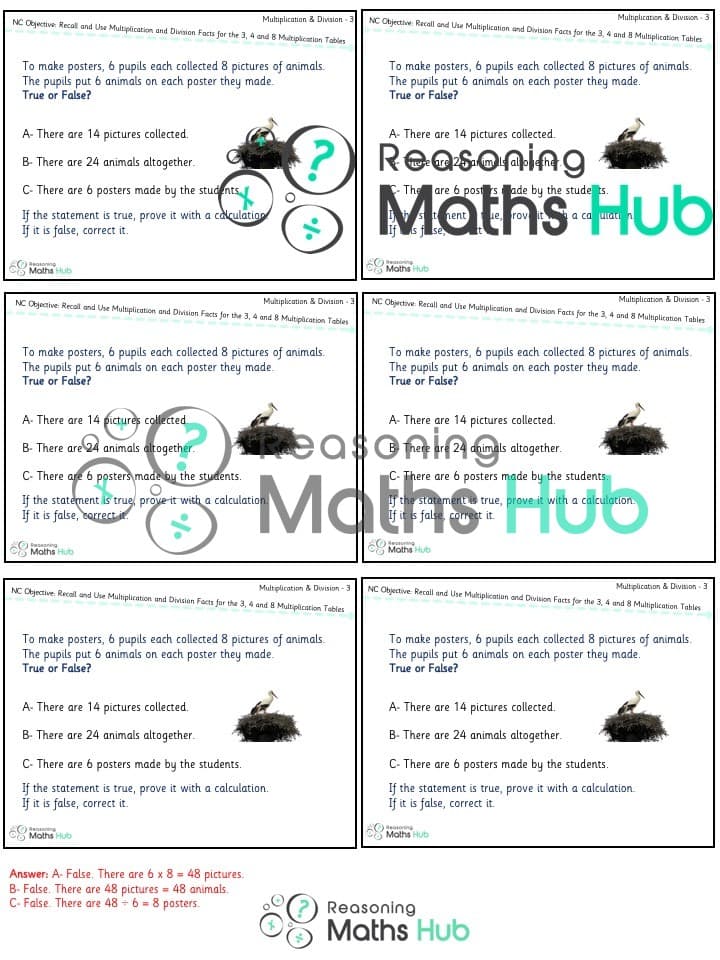 Cover of Recall and use multiplication and division facts for the 3, 4 and 8 multiplication tables