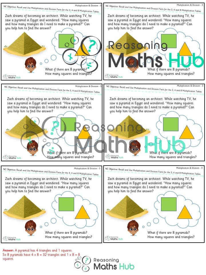 Cover of Recall and use multiplication and division facts for the 3, 4 and 8 multiplication tables