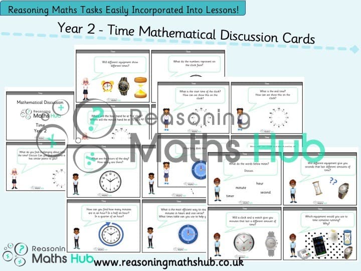 Cover of Year 2 Mathematical Discussion Cards- Time