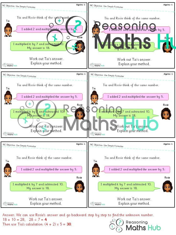 Cover of Use simple formulae – yr 6 reasoning
