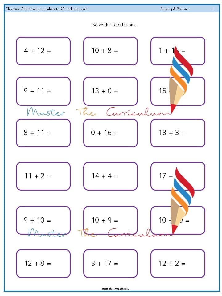 Cover of Year 1 – Add one digit numbers to 20, including zero (2)