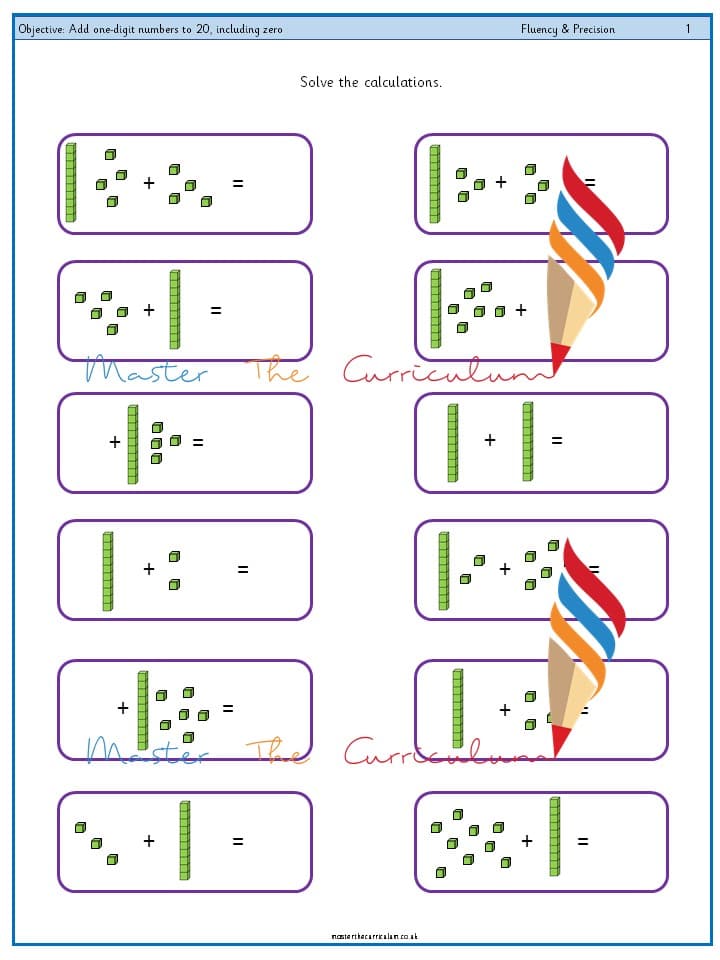 Cover of Year 1 – Add one digit numbers to 20, including zero (4)