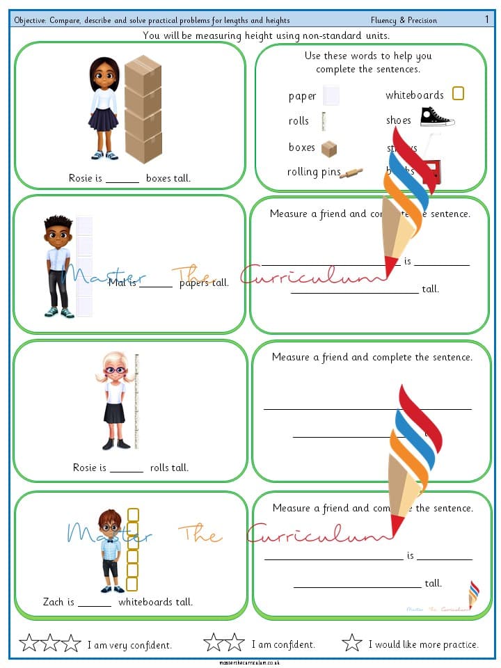 Cover of Year 1 – Compare, describe and solve practical problems for lengths and heights (1)