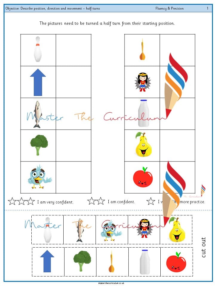 Cover of Year 1 – Describe position, direction and movement – half turns (3)