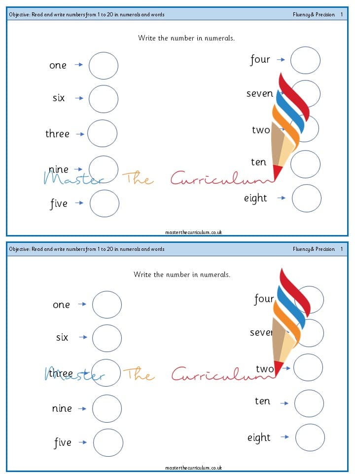Cover of Year 1 – Read and write numbers from 1 to 20 in numerals and words (7)
