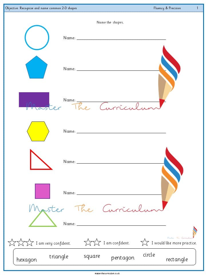 Cover of Year 1 – Recognise and name common 2-D shapes (4)