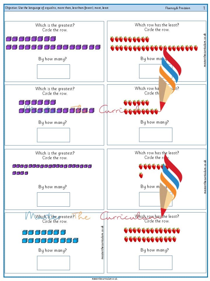 Cover of Year 1 – Use the language of equal to, more than, less than (fewer), most, least (2)