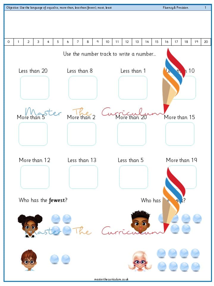 Cover of Year 1 – Use the language of equal to, more than, less than (fewer), most, least (7)