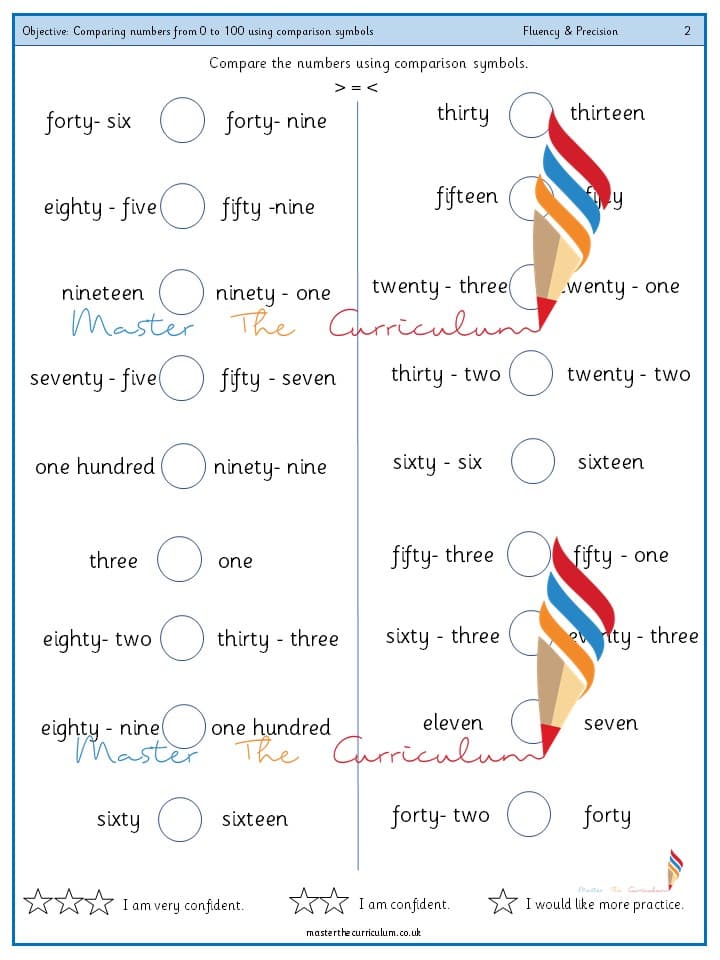 Cover of Year 2 – Comparing numbers from 0 to 100 using comparison symbols (11)