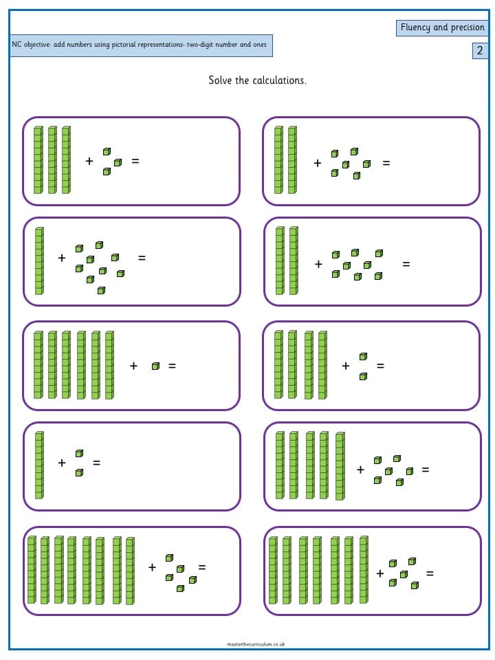 Cover of Year 2 Maths Addition and Subtraction Resources of two-digit number and ones – 1