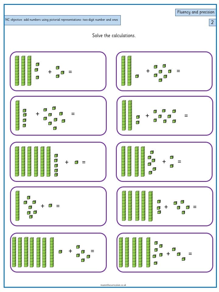 Cover of Year 2 Maths Addition and Subtraction Resources of two-digit number and ones – 2
