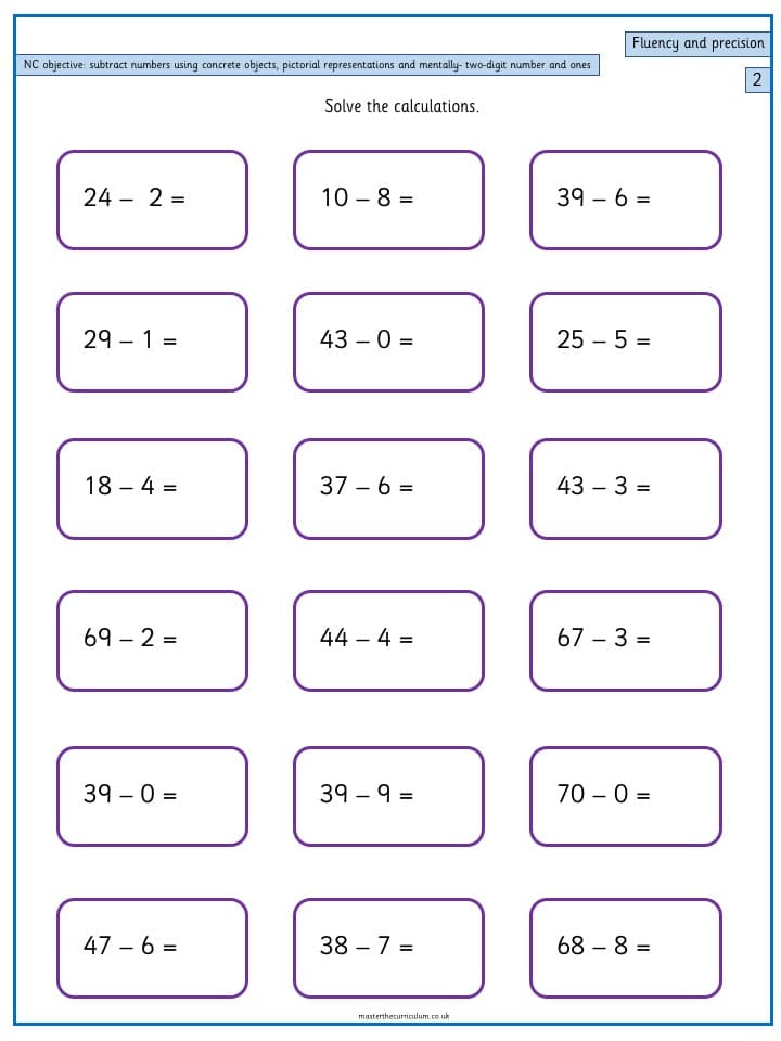 Cover of Year 2 Maths Addition and Subtraction Resources of two-digit number and ones – 5