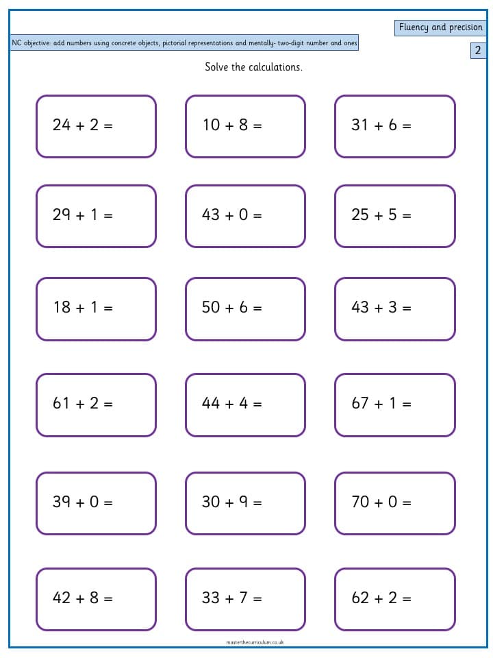 Cover of Year 2 Maths Addition and Subtraction Resources of two-digit number and ones – 6