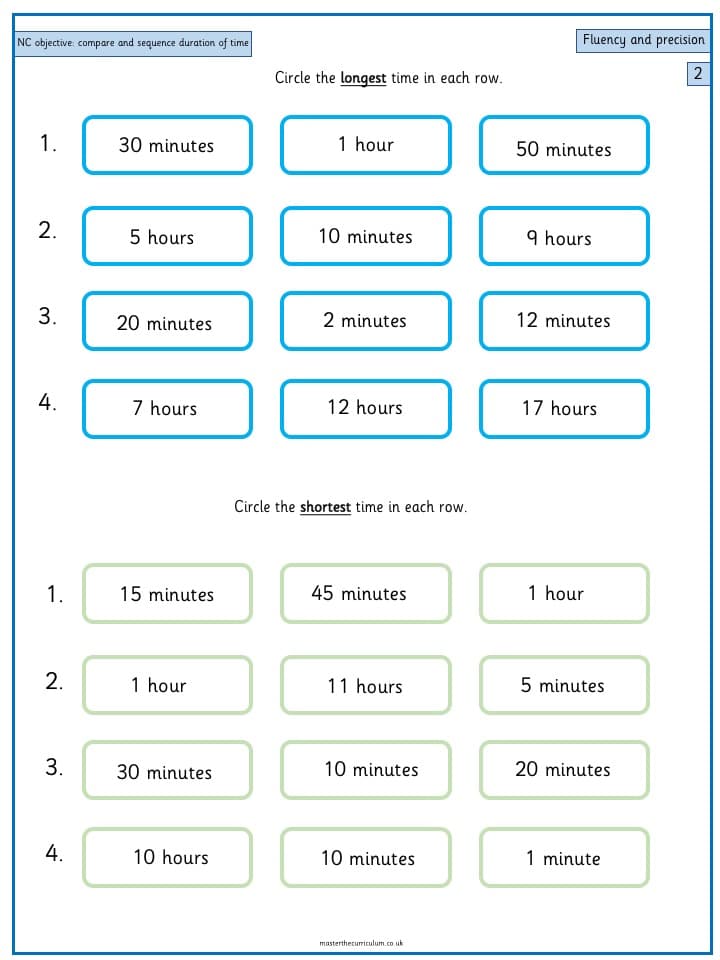Cover of Year 2 Maths Free Measurement Resources Compare and sequence intervals of time