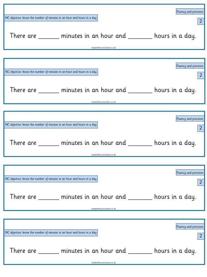 Cover of Year 2 Maths Free Measurement Resources Know the number of minutes – 3