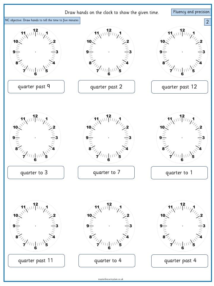 Cover of Year 2 Maths Free Measurement Resources Tell and write the time – 2