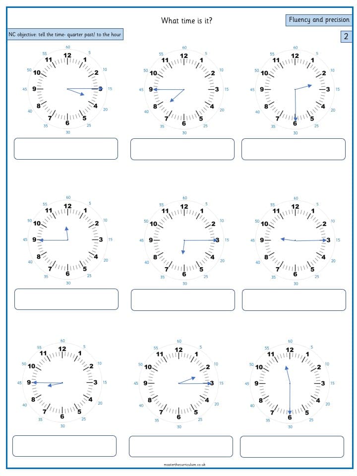 Cover of Year 2 Maths Free Measurement Resources Tell and write the time – 3
